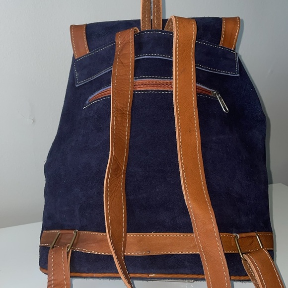 ESIL Artisan Leather Suede Slim Floral Backpack - Picture 2 of 8
